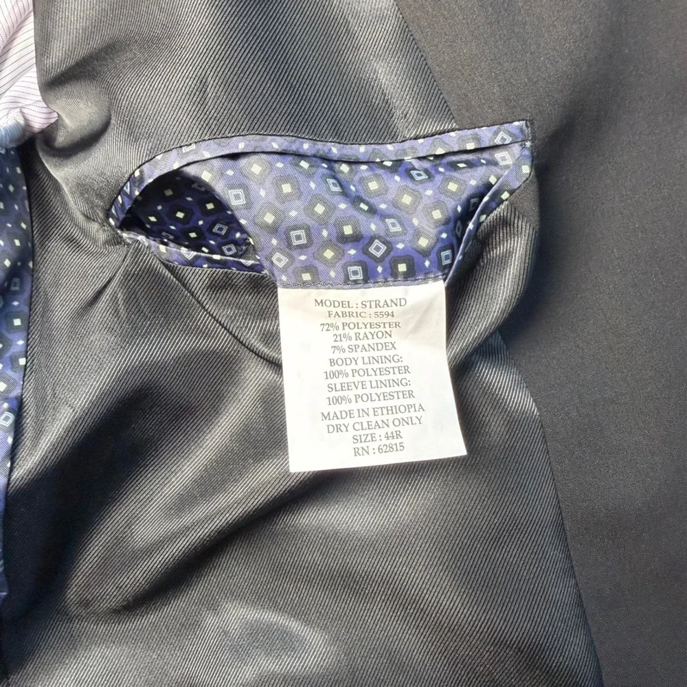 Savile Row Company London Mens Black Two Piece Wedding Suit Set